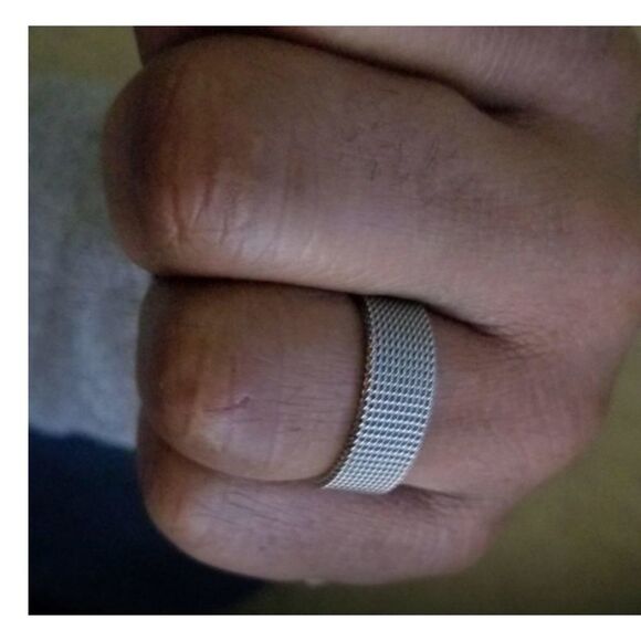 Men’s Silver stainless steel mesh ring - Picture 1 of 5